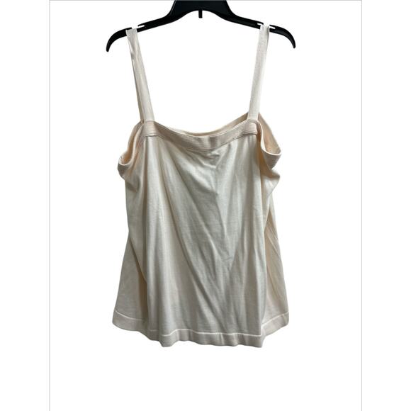 Anne Klein Cream Knit Square Neck Basic Tank Top Cotton Blend Women's Plus 2X - Picture 2 of 8
